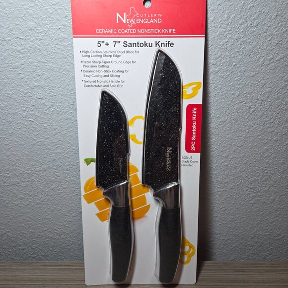 New England Santoku Ceramic Coated Non-stick Knives 5” and 7” - Picture 7 of 7